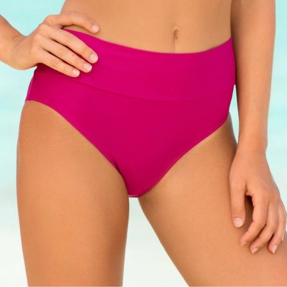 Hapari 1X plus raspberry tummy tuk swim bottoms NEW bright pink high waist swim